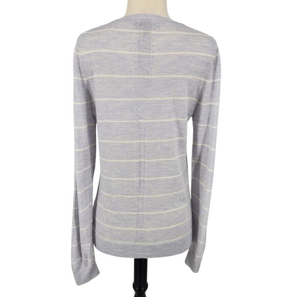 Banana Republic Merino Wool V-Neck Sweater Size Medium – Pastel Stripe Knit - Picture 6 of 10